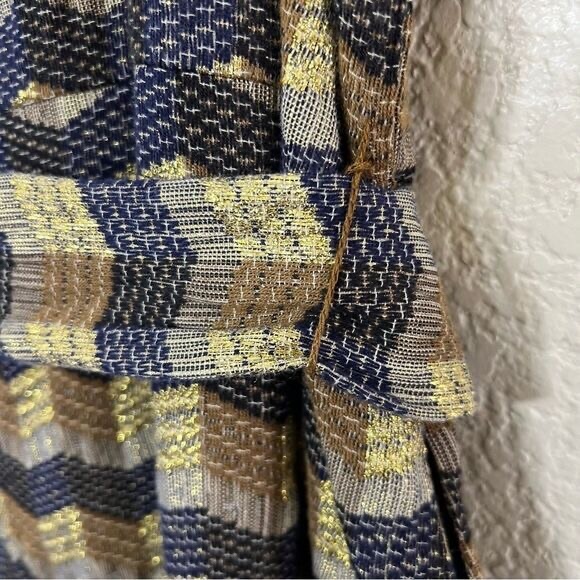 Ace & Jig Jumpsuit Metallic Jacquard Wide Leg Gold Belted Sleeveless Size L - Picture 11 of 14